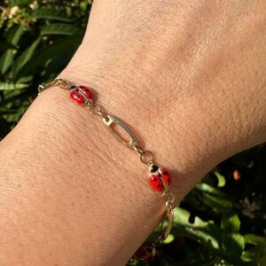 10k Lil’ Lady Bugs vintage bracelet